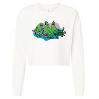 Three Parrots Cropped Pullover Crew