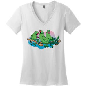 Three Parrots Women's V-Neck T-Shirt