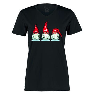 Three Santa Gnomes Women's Momentum V-Neck T-Shirt