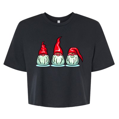 Three Santa Gnomes Bella+Canvas Jersey Crop Tee