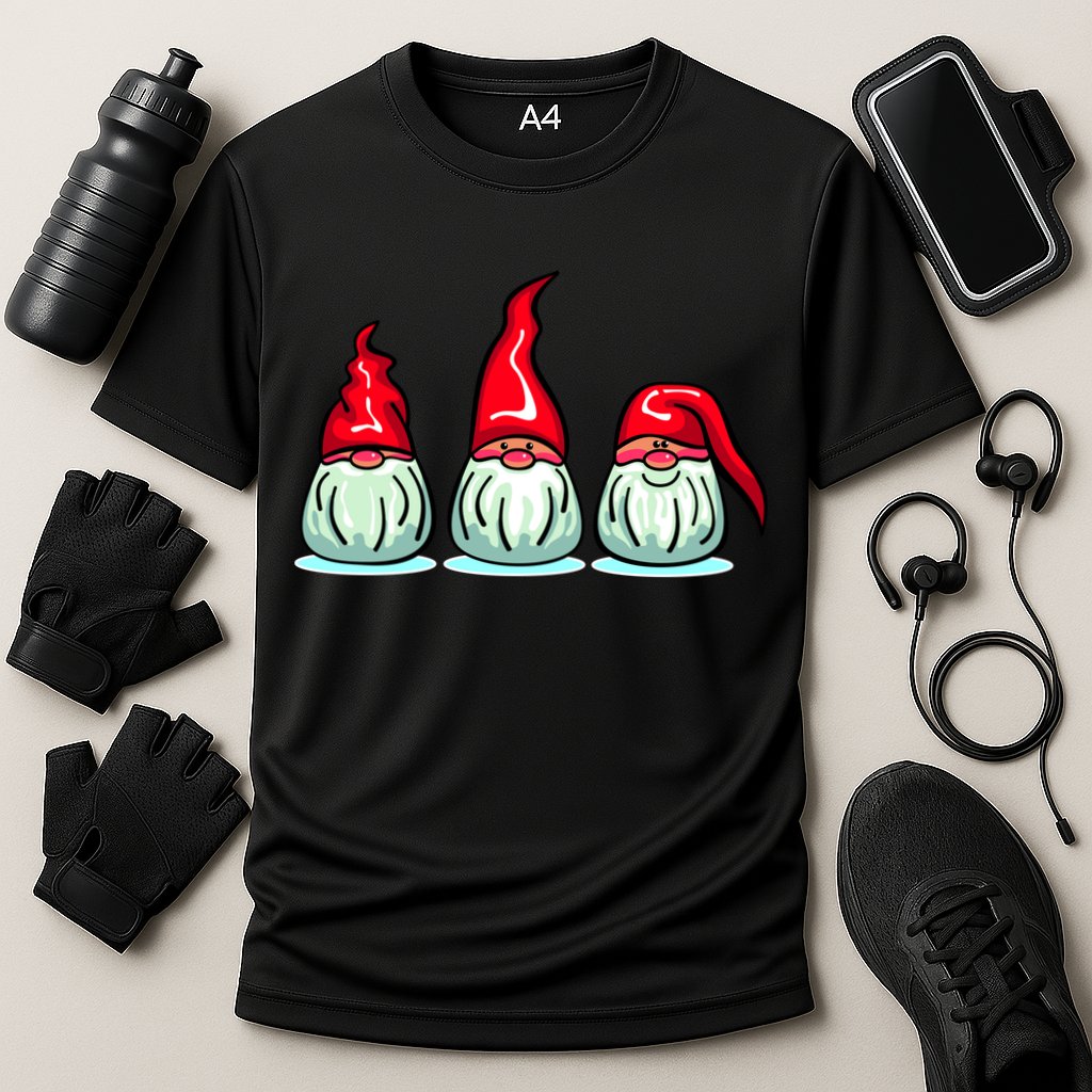 Three Santa Gnomes Cooling Performance Crew T-Shirt
