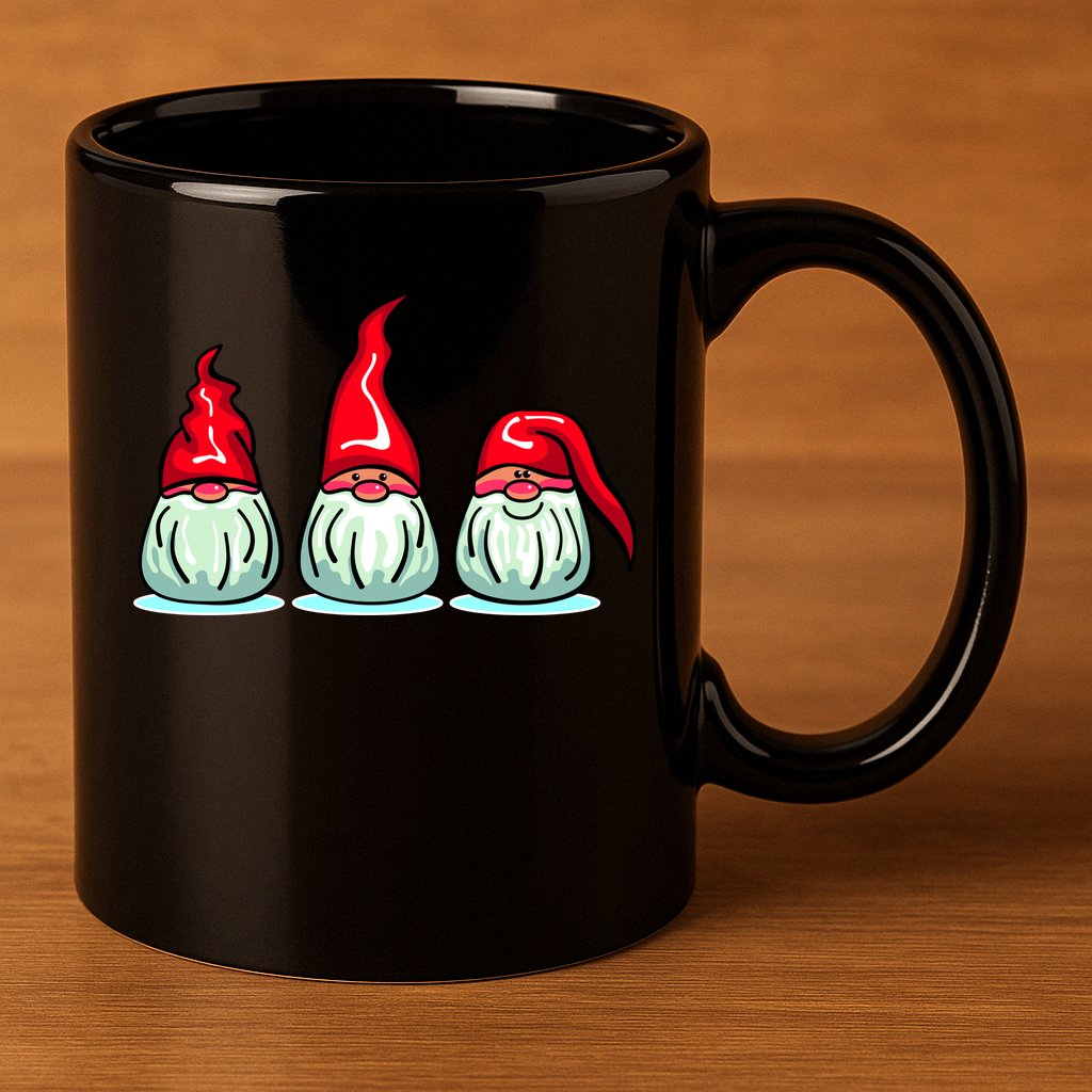 Three Santa Gnomes 11oz C Handle Ceramic Mug
