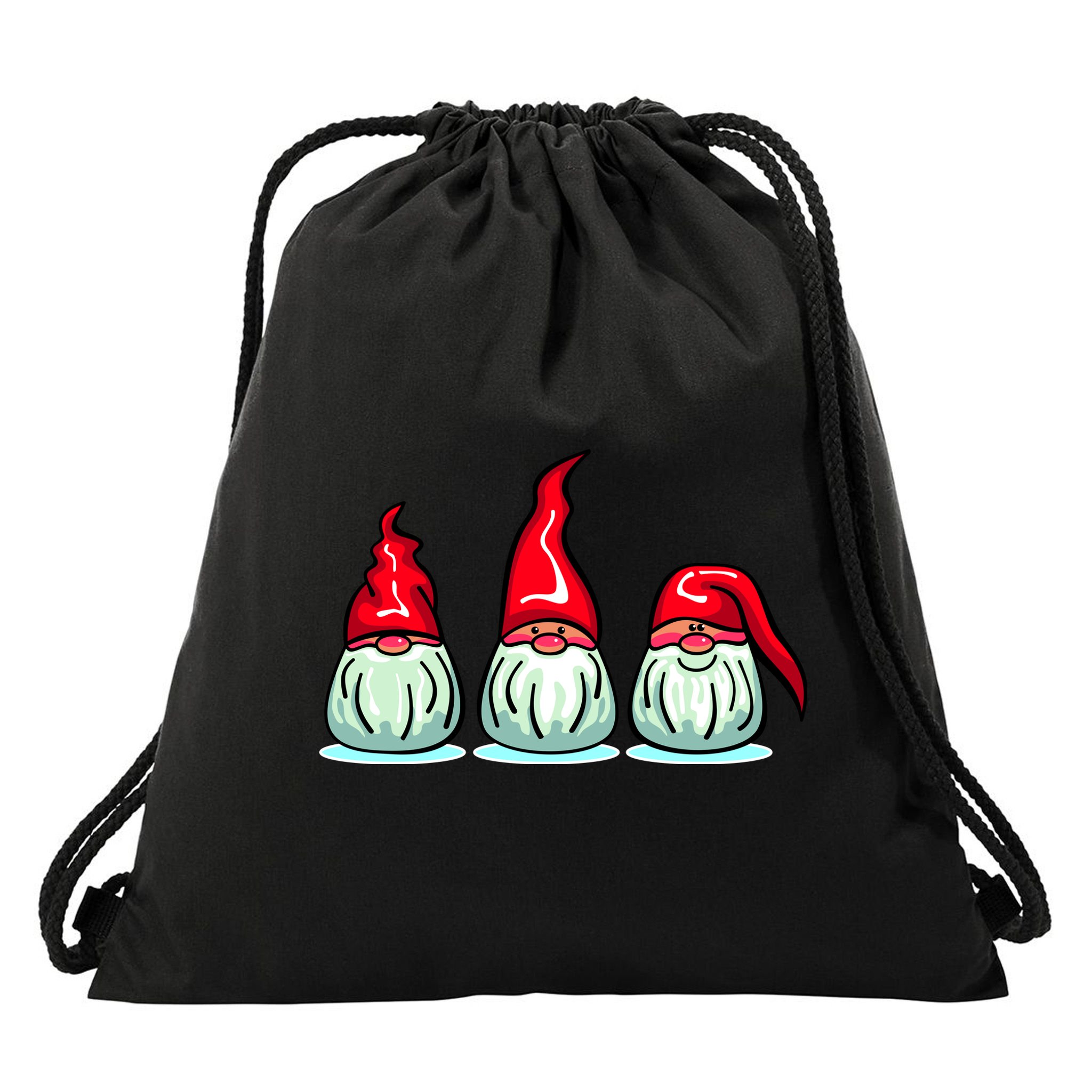 Three Santa Gnomes Drawstring Bag
