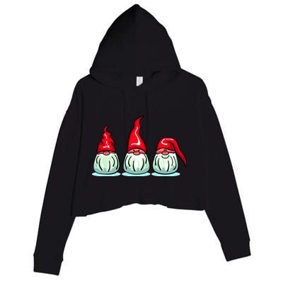 Three Santa Gnomes Crop Fleece Hoodie