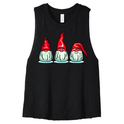 Three Santa Gnomes Women's Racerback Cropped Tank