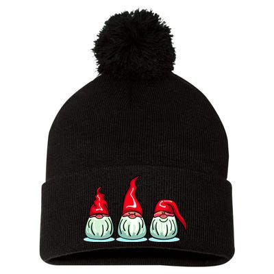 Three Santa Gnomes Pom Pom 12in Knit Beanie