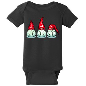 Three Santa Gnomes Baby Bodysuit