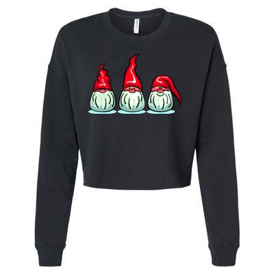 Three Santa Gnomes Cropped Pullover Crew