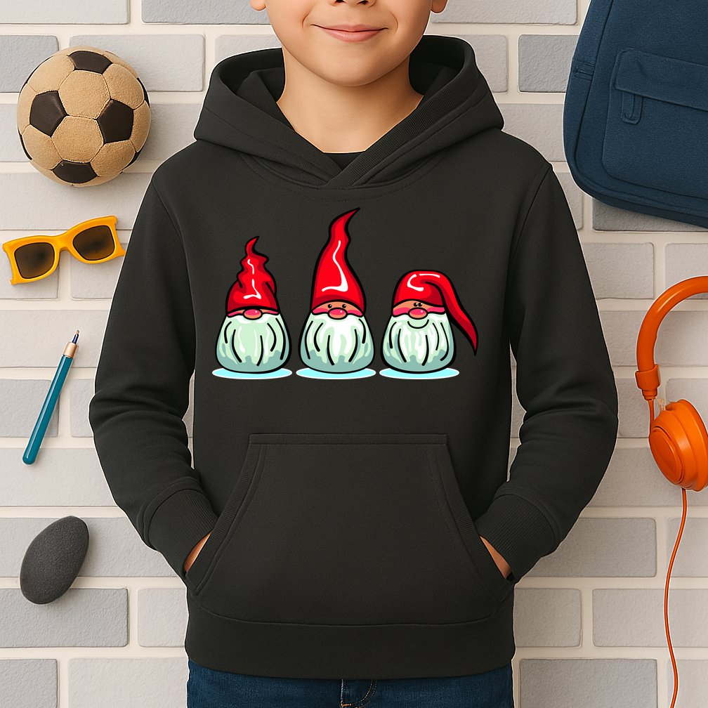 Three Santa Gnomes Kids Hoodie