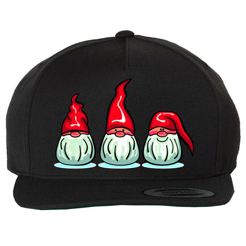 Three Santa Gnomes Wool Snapback Cap