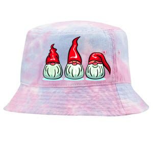 Three Santa Gnomes Tie-Dyed Bucket Hat