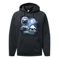 Three Sloths In Space Performance Fleece Hoodie