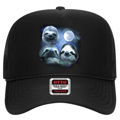 Three Sloths In Space High Crown Mesh Back Trucker Hat