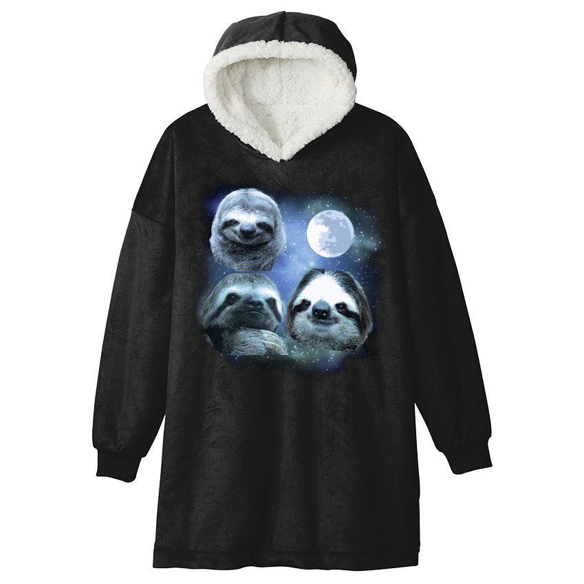 Three Sloths In Space Hooded Wearable Blanket