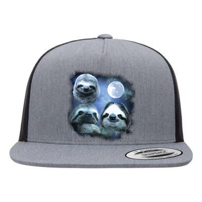 Three Sloths In Space Flat Bill Trucker Hat