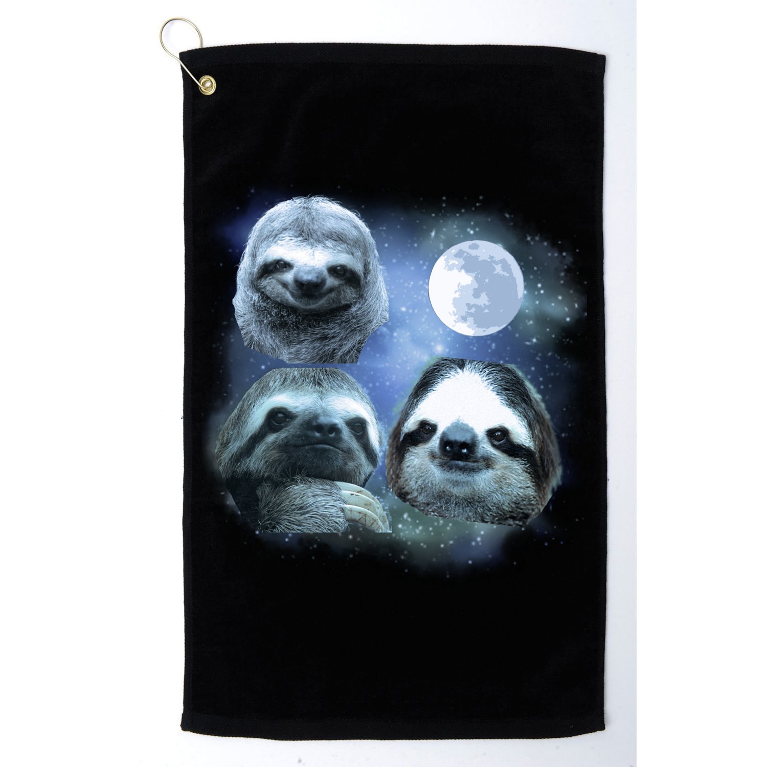Three Sloths In Space Golf Towel