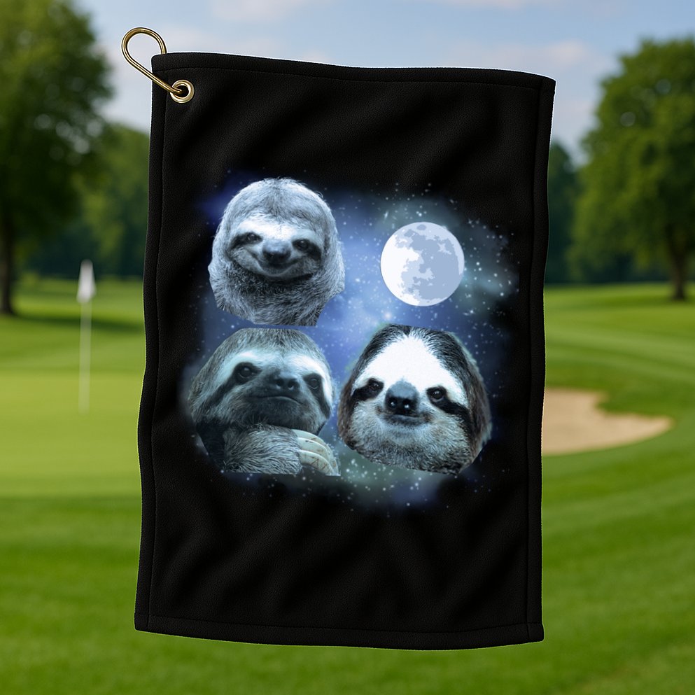 Three Sloths In Space Golf Towel