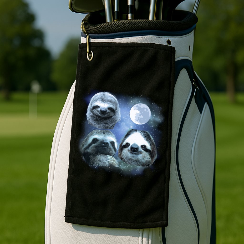 Three Sloths In Space Golf Towel