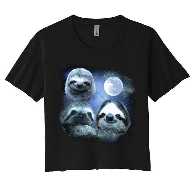 Three Sloths In Space Crop Top