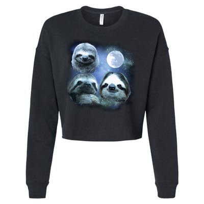 Three Sloths In Space Cropped Pullover Crew