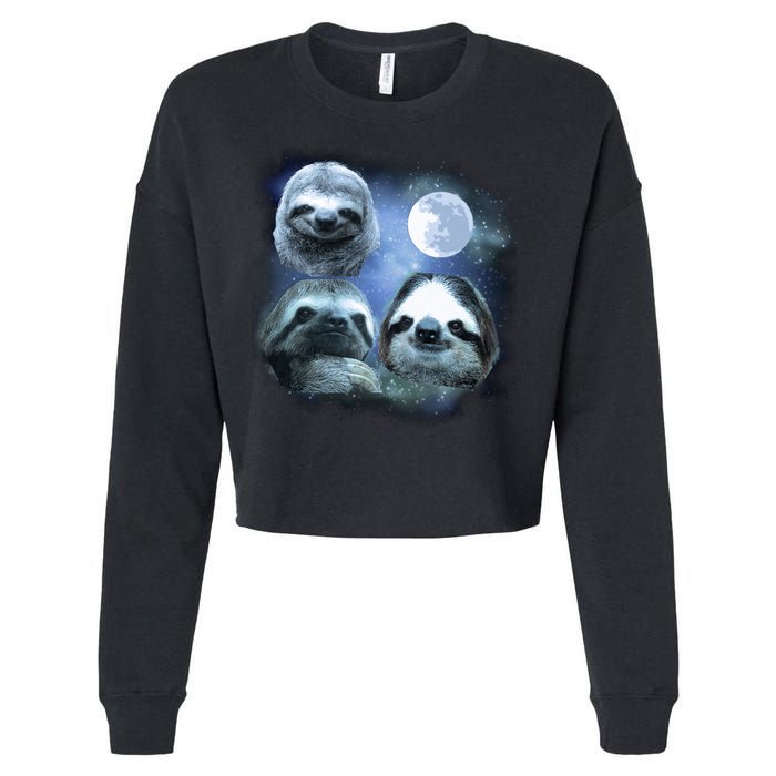 Three Sloths In Space Cropped Pullover Crew