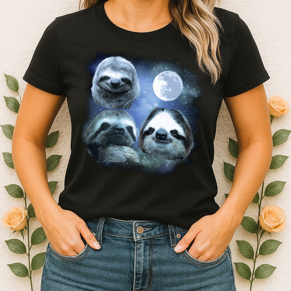 Three Sloths In Space Womens T-Shirt
