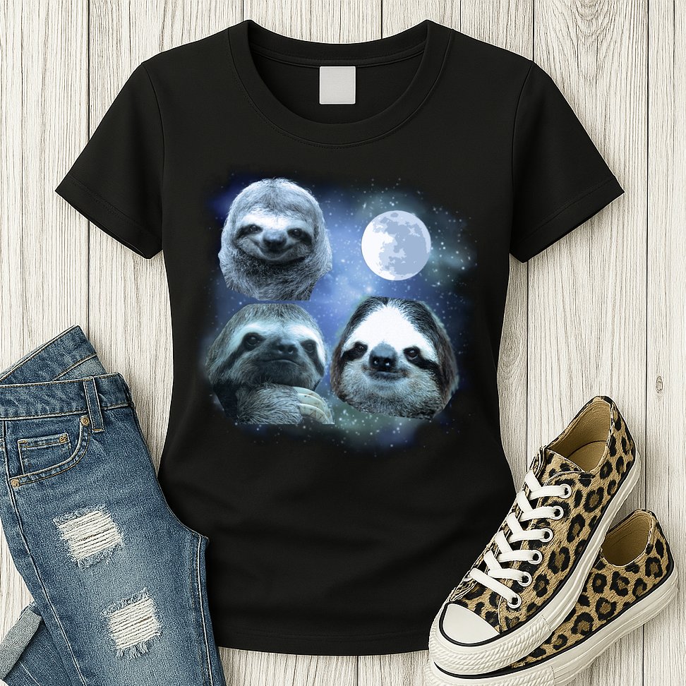 Three Sloths In Space Womens T-Shirt