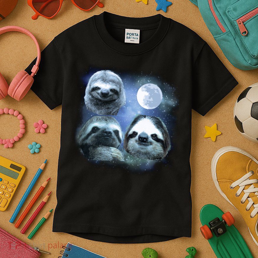 Three Sloths In Space Kids T-Shirt
