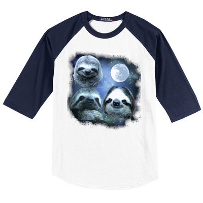 Three Sloths In Space Baseball Sleeve Shirt