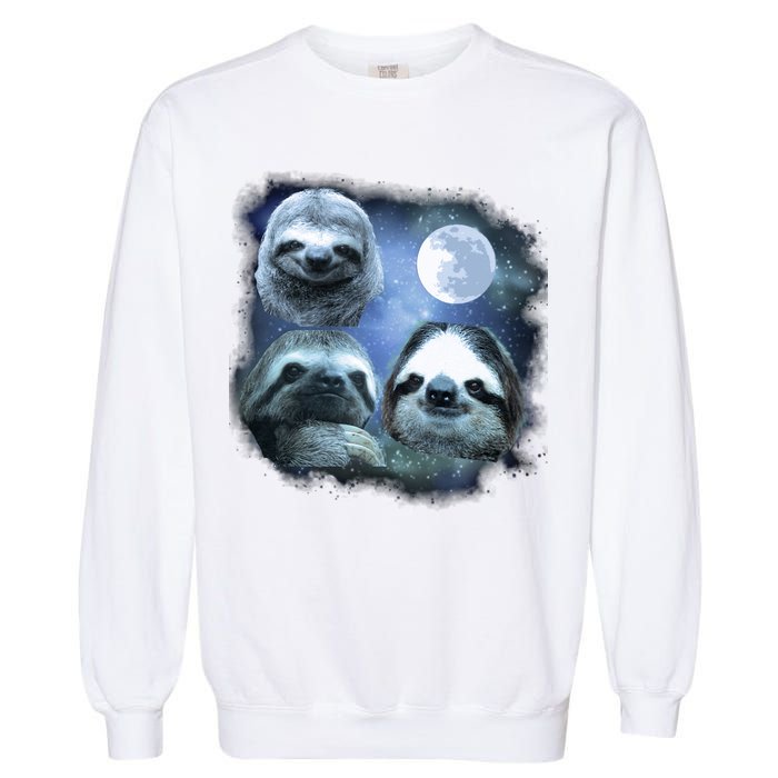 Three Sloths In Space Garment-Dyed Sweatshirt