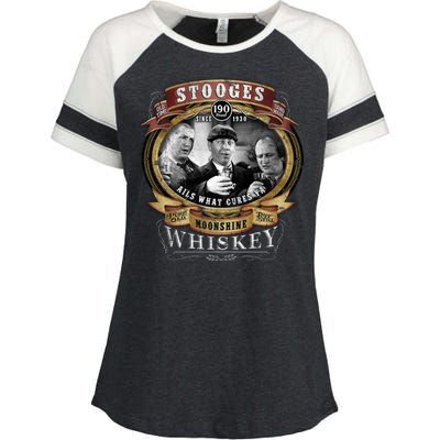 Three Stooges Moonshine Whiskey Enza Ladies Jersey Colorblock Tee