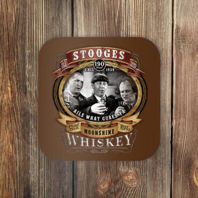 Three Stooges Moonshine Whiskey Coaster