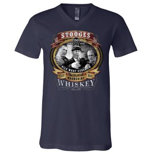 Three Stooges Moonshine Whiskey V-Neck T-Shirt