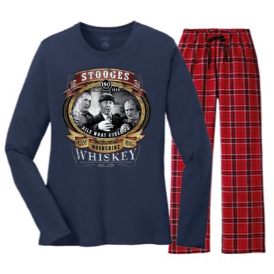 Three Stooges Moonshine Whiskey Women's Long Sleeve Flannel Pajama Set 