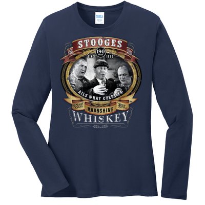 Three Stooges Moonshine Whiskey Ladies Long Sleeve Shirt