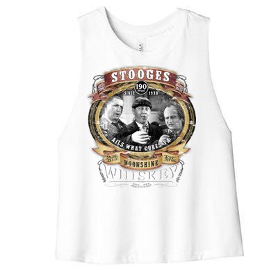 Three Stooges Moonshine Whiskey Women's Racerback Cropped Tank