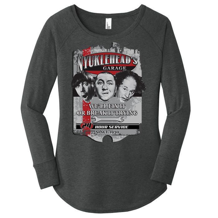 Three Stooges NYUKLEHEAD'S GARAGE  Women's Perfect Tri Tunic Long Sleeve Shirt