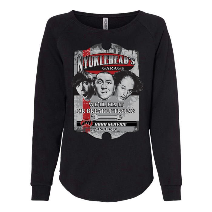 Three Stooges NYUKLEHEAD'S GARAGE  Womens California Wash Sweatshirt