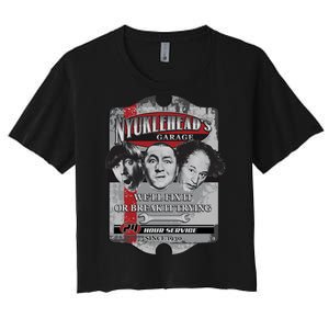 Three Stooges NYUKLEHEAD'S GARAGE  Women's Crop Top Tee