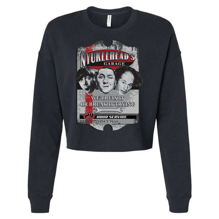 Three Stooges NYUKLEHEAD'S GARAGE  Cropped Pullover Crew