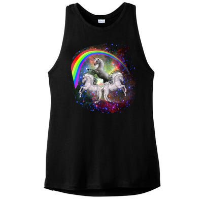 Three Unicorns Rainbow Ladies PosiCharge Tri-Blend Wicking Tank