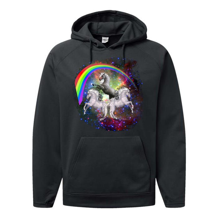 Three Unicorns Rainbow Performance Fleece Hoodie