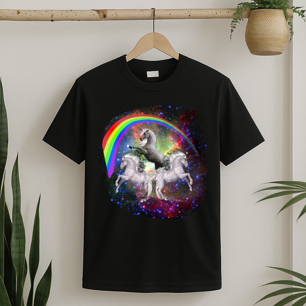 Three Unicorns Rainbow T-Shirt