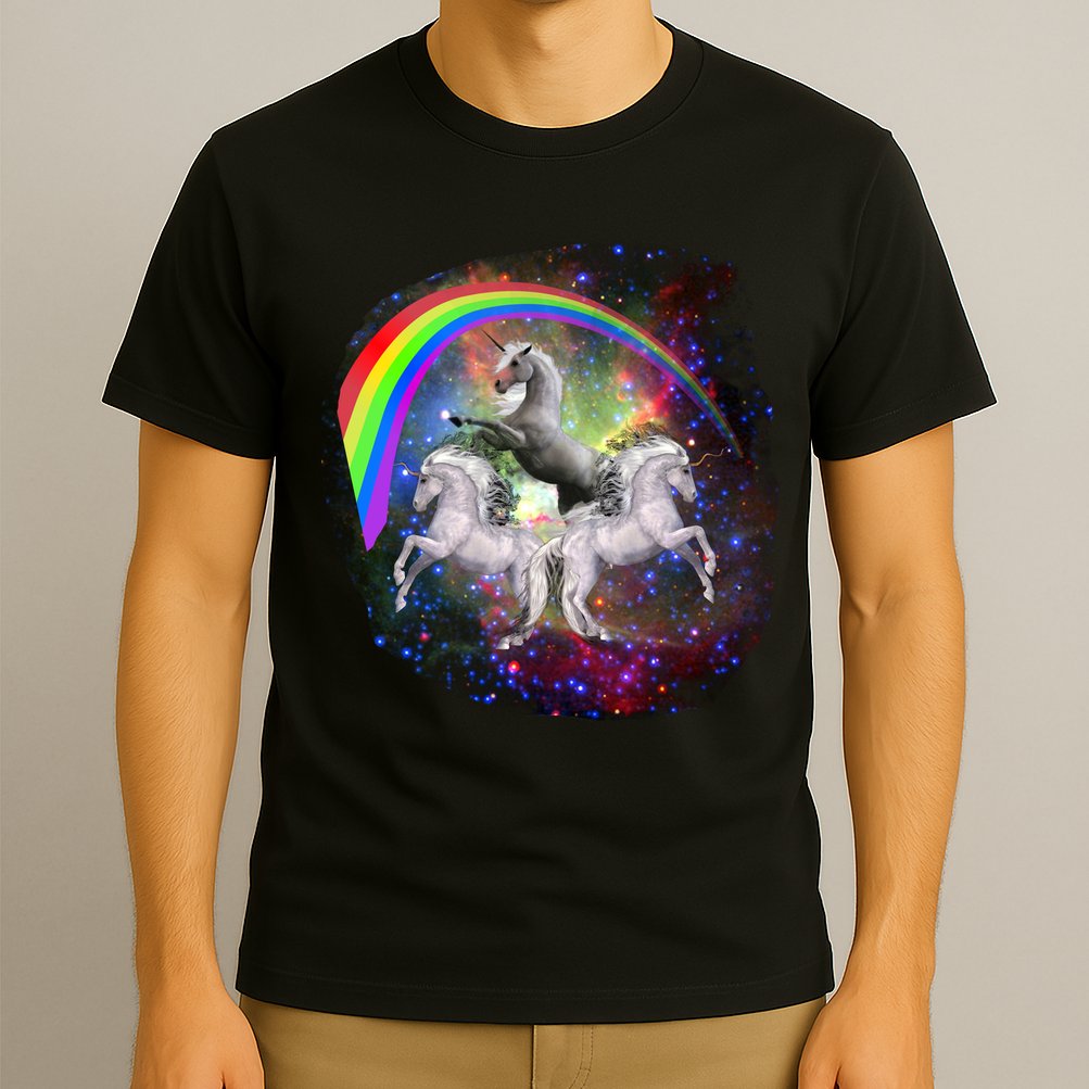 Three Unicorns Rainbow T-Shirt