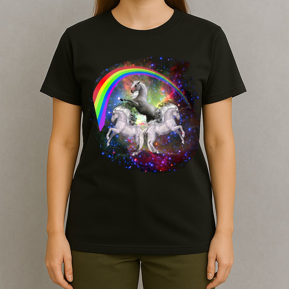 Three Unicorns Rainbow T-Shirt