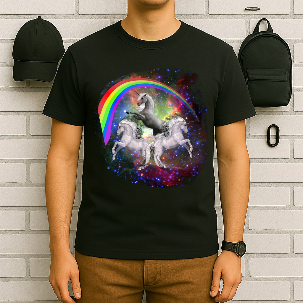 Three Unicorns Rainbow T-Shirt