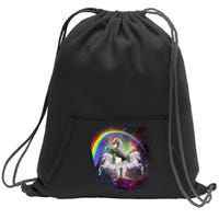 Three Unicorns Rainbow Sweatshirt Cinch Pack Bag