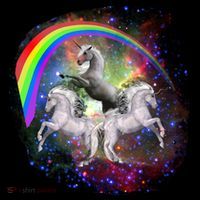 Three Unicorns Rainbow Button
