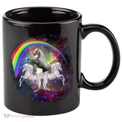 Three Unicorns Rainbow 11oz C Handle Ceramic Mug