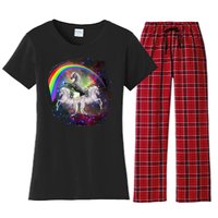 Three Unicorns Rainbow Women's Flannel Pajama Set